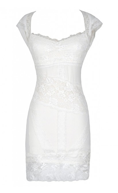 Glamorous Open Back Lace Bodycon Dress in White